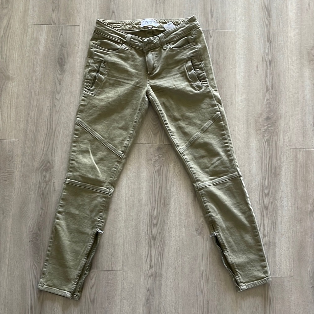 Paige - Olive Green jeans with zippers - Vintage